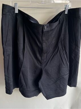 Roundtree And Yorke Black Chino Shorts Sz 46 Big Microfiber Polyester EUC Men’s